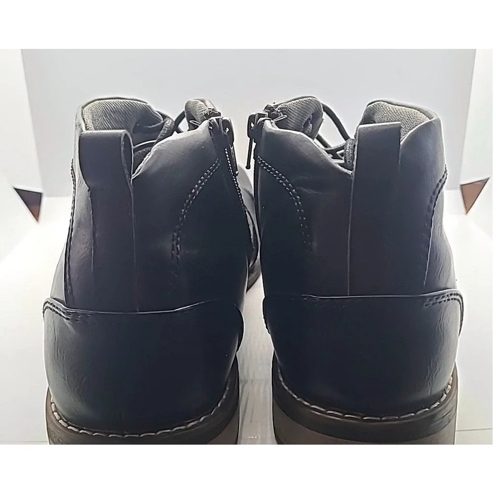 Keaton‎ Cap Toe Boots Mens 13 Black Side Zip Lace Up Chukka Dress Ankle Boot